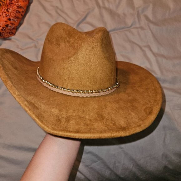 NWT Anthropologie Faux-Suede Rancher Hat in Honey Brown OS - Picture 8 of 9